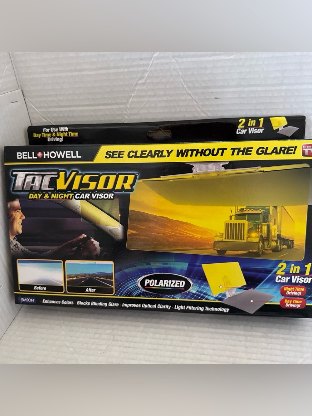 Bell + Howell Tacvisor For Day And Night, Anti-Glare Car Visor NWT